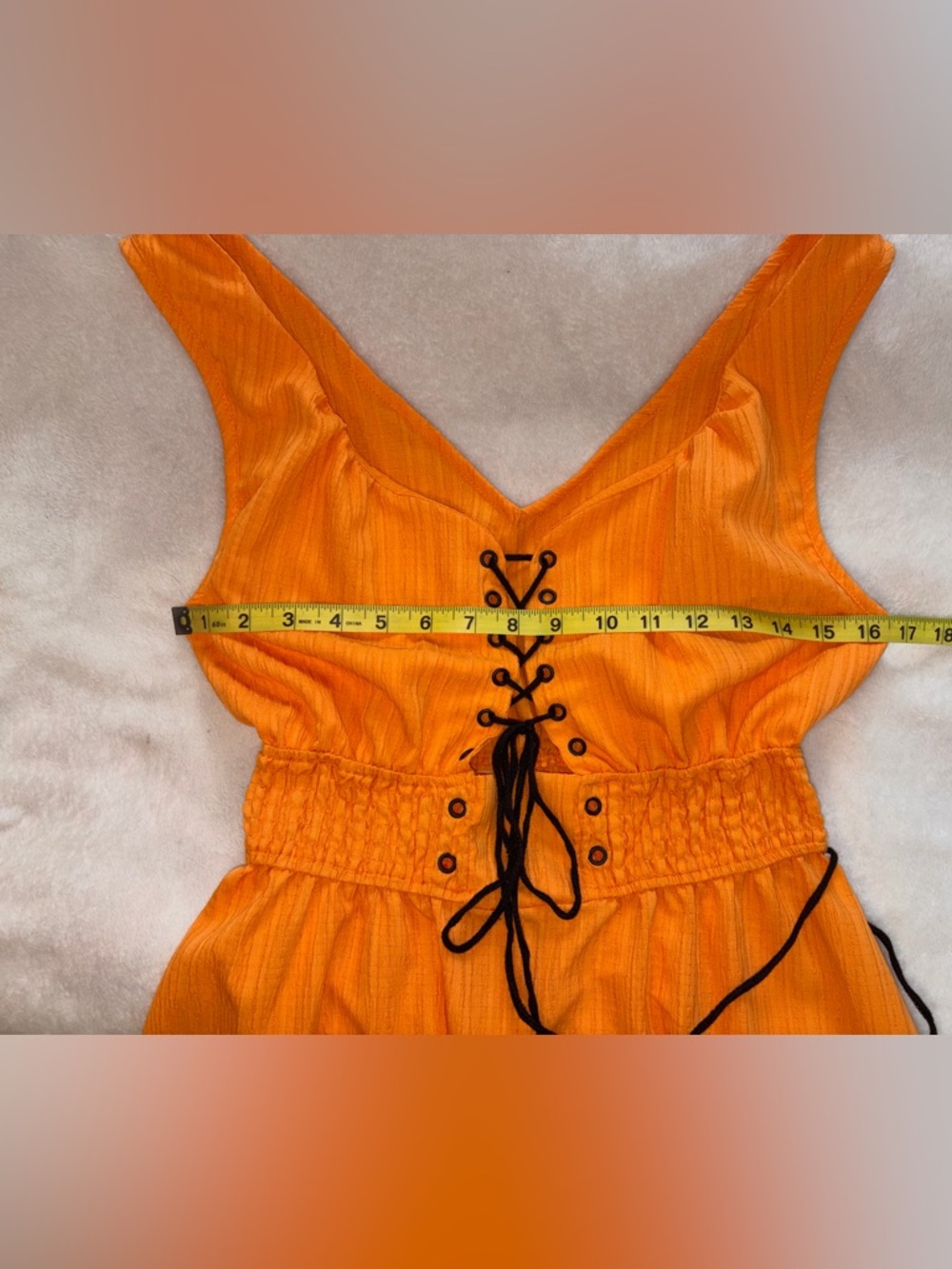 Orange Ruffled Midi Sleeveless Dress sz M - Picture 4 of 6